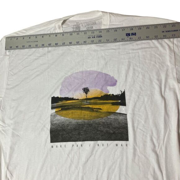 Linksoul Mens 2XL White Graphic Golf Landscape “Make Par Not War” Casual - Picture 6 of 9